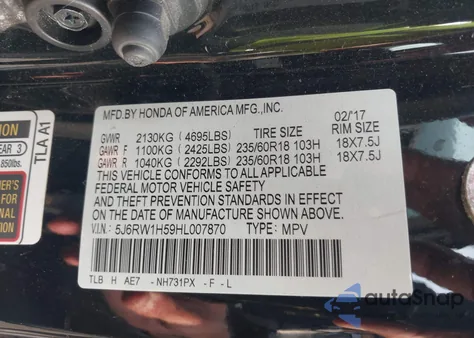 2017 Honda Cr-V Ex z USA, uszkodzony, nr VIN 5J6RW1H59HL007870